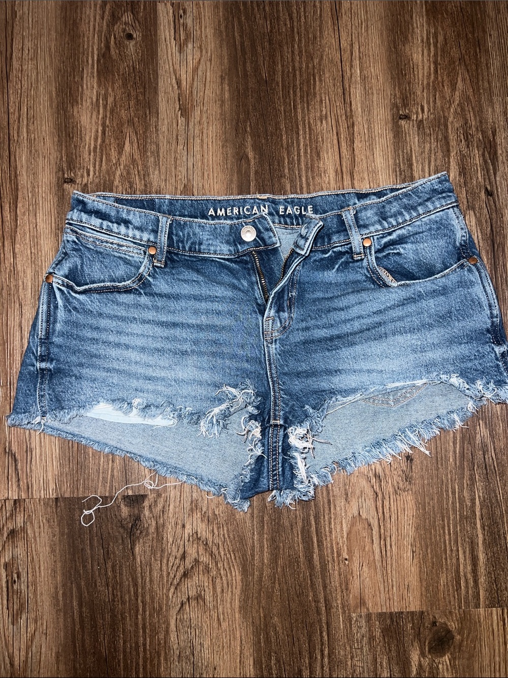 American Eagle Outfitters Blue Distressed Denim Cutoff Shorts